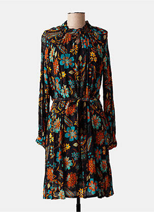 Rochie midi imprimeu floral mâneci lungi negru LE PETIT BAIGNEUR femeie
