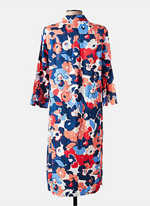 Rochie midi imprimeu floral mâneci 3/4 albastru OLSEN femeie