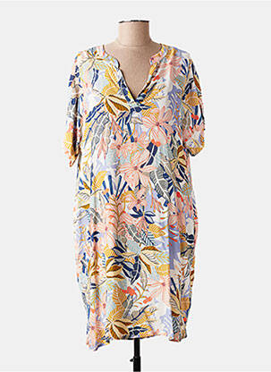Rochie midi croială fluidă mâneci scurte bej LE PETIT BAIGNEUR femeie