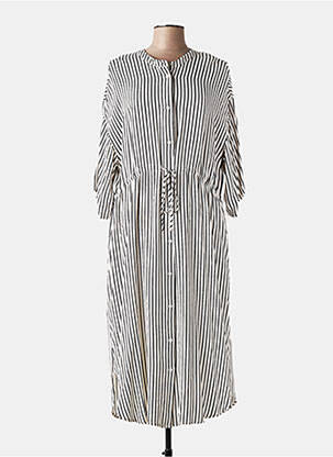 Rochie lungă croială cambrată mâneci 3/4 bej KAFFE femeie