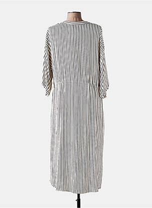 Rochie lungă croială cambrată mâneci 3/4 bej KAFFE femeie