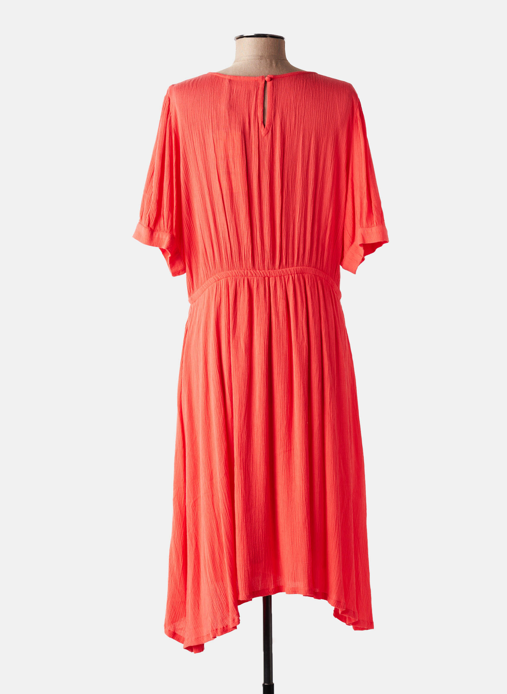 Rochie midi croială fluidă mâneci scurte portocalie KAFFE femeie
