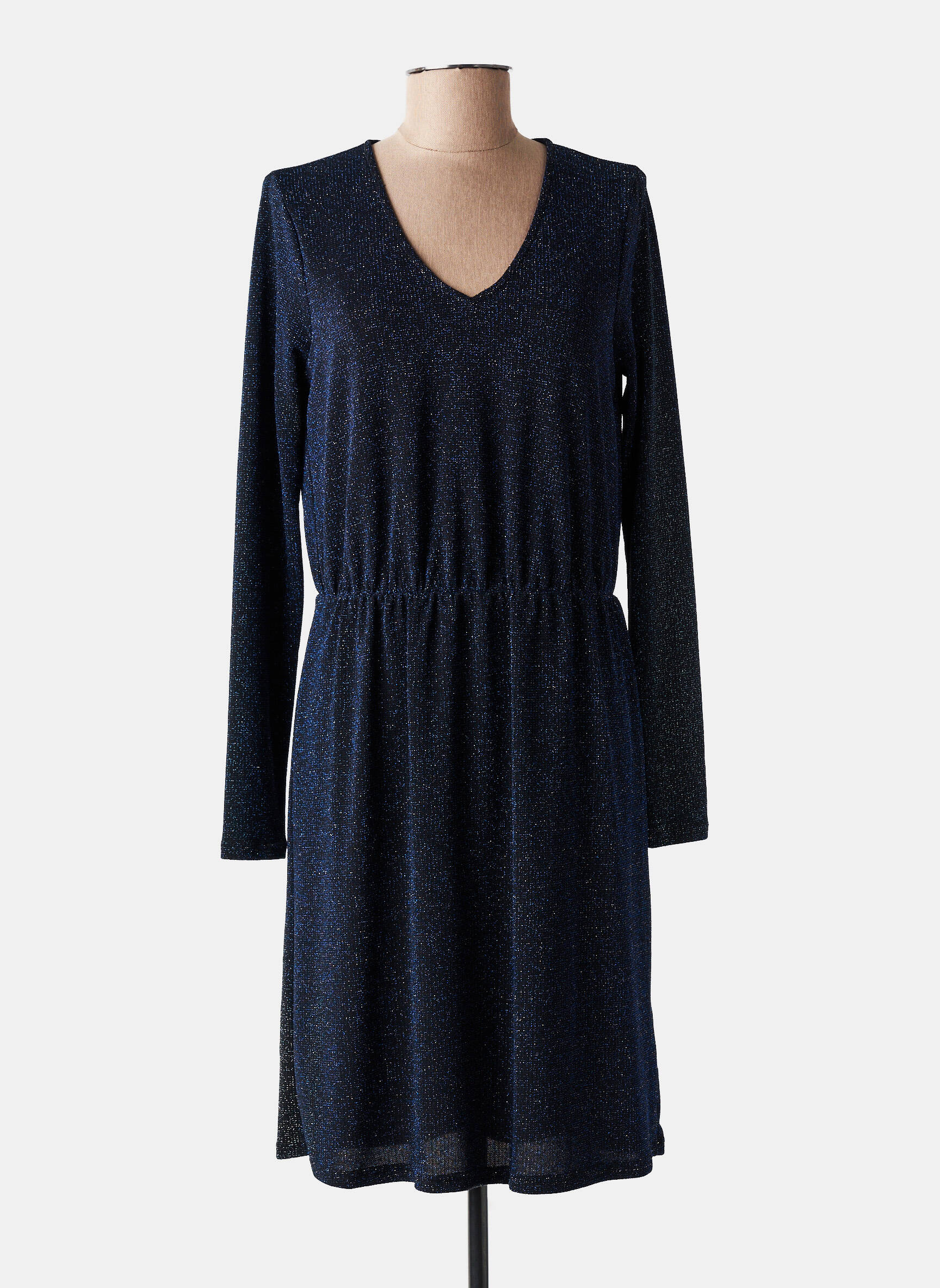 Rochie midi mâneci lungi mâneci lungi albastru KAFFE femeie