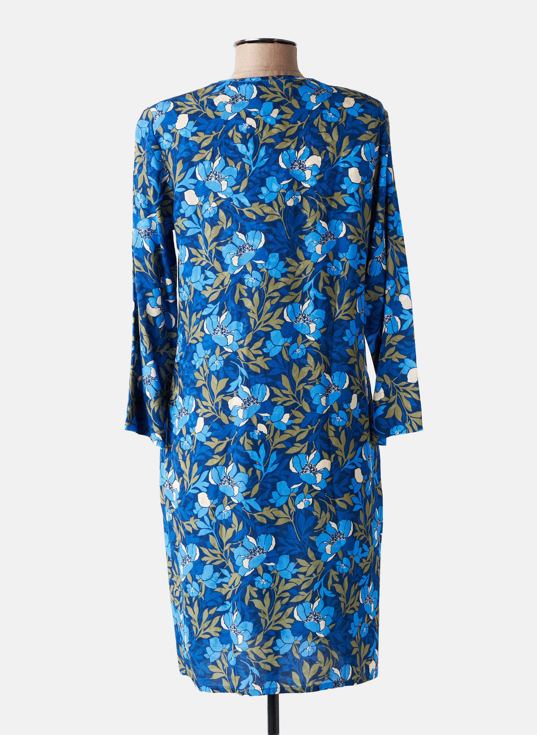 Rochie scurtă imprimeu floral mâneci 3/4 albastru LE PETIT BAIGNEUR femeie