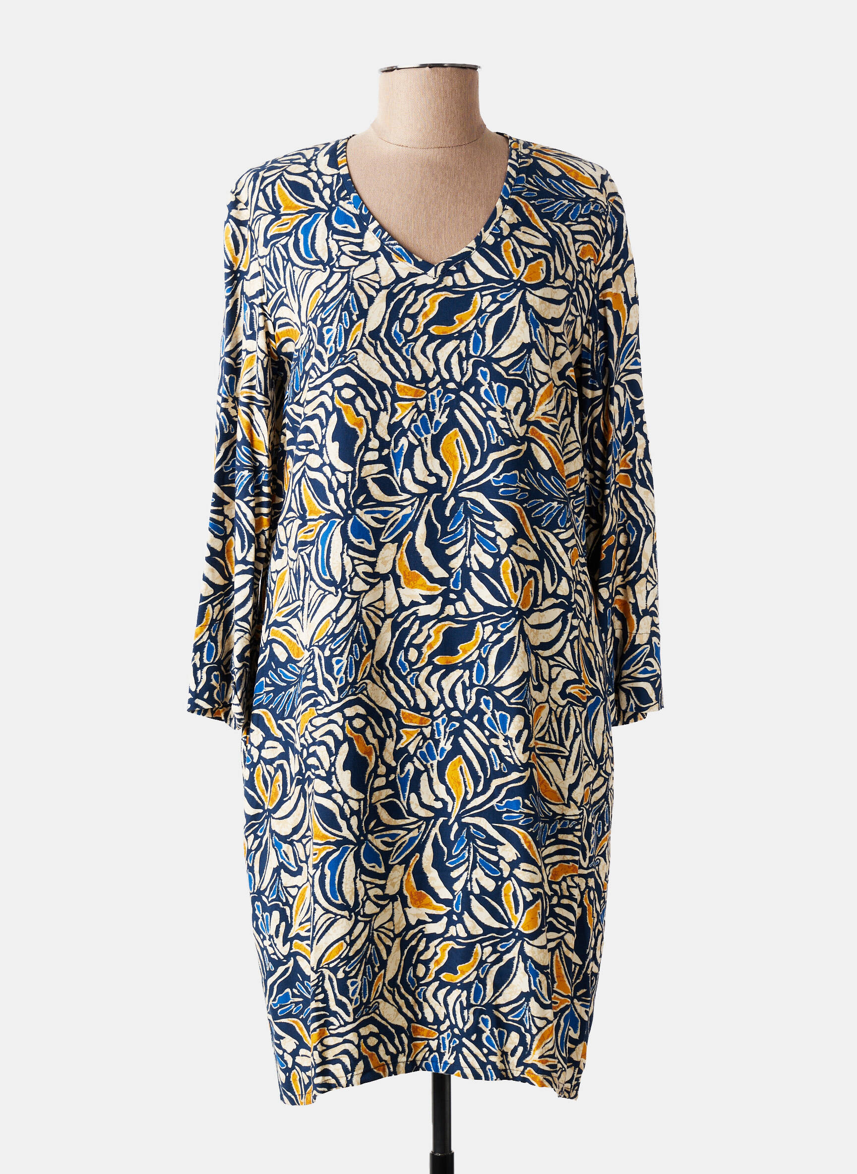Rochie midi imprimeu floral mâneci lungi albastru LE PETIT BAIGNEUR femeie