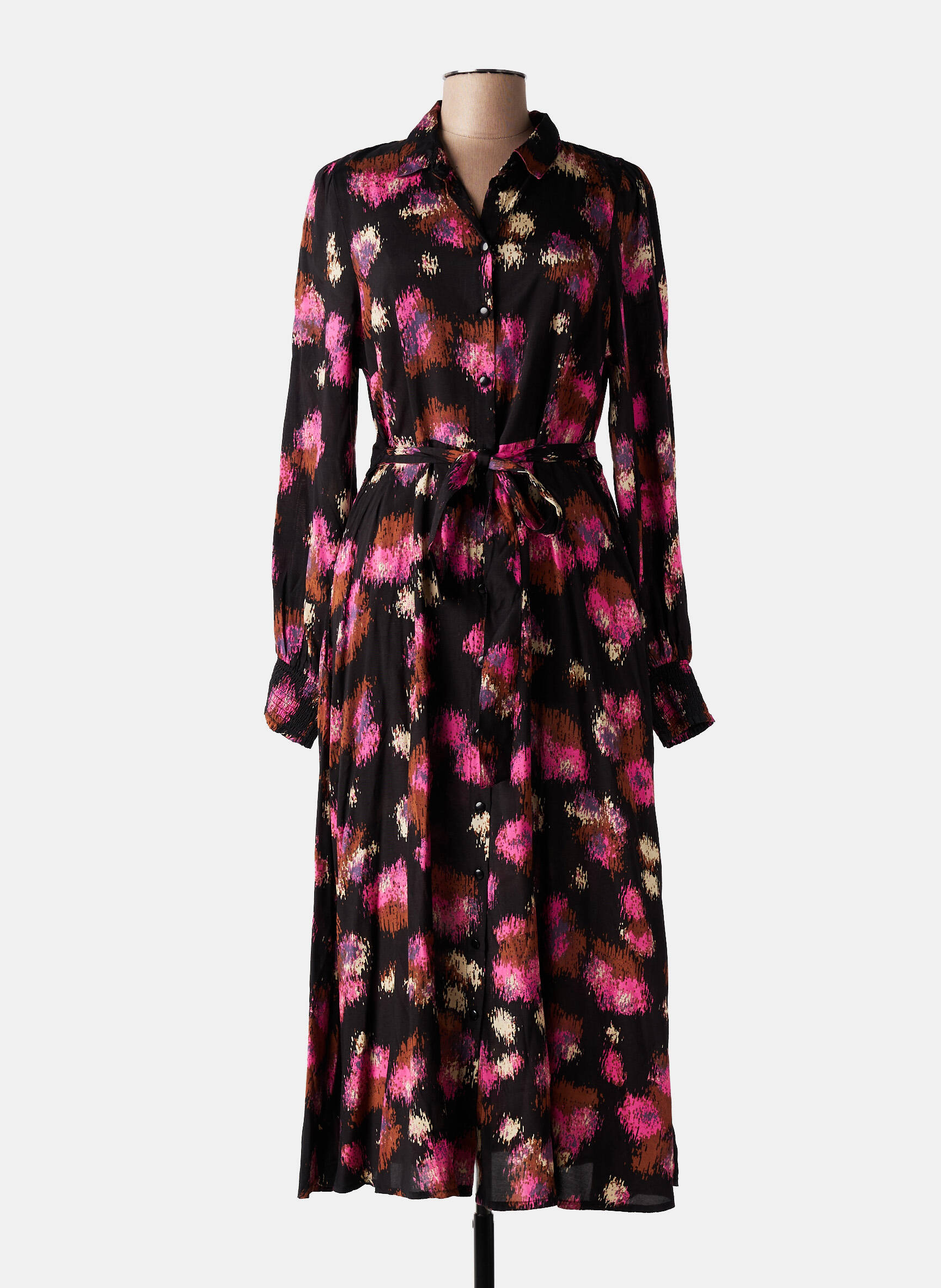 Rochie lungă mâneci lungi mâneci lungi negru KAFFE femeie