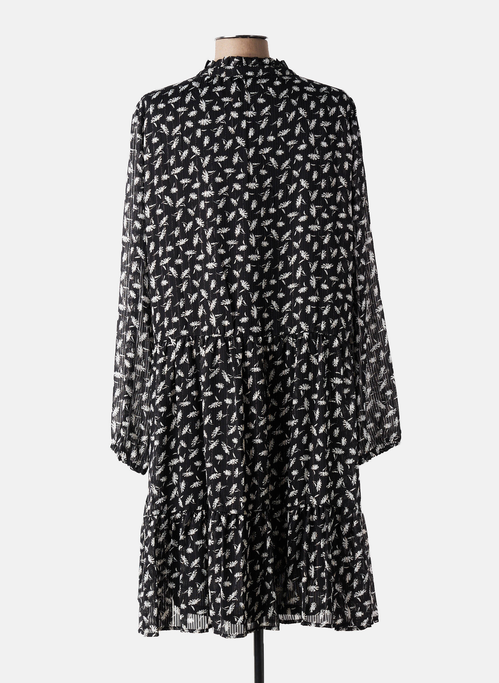 Rochie midi croială fluidă mâneci lungi negru KAFFE femeie