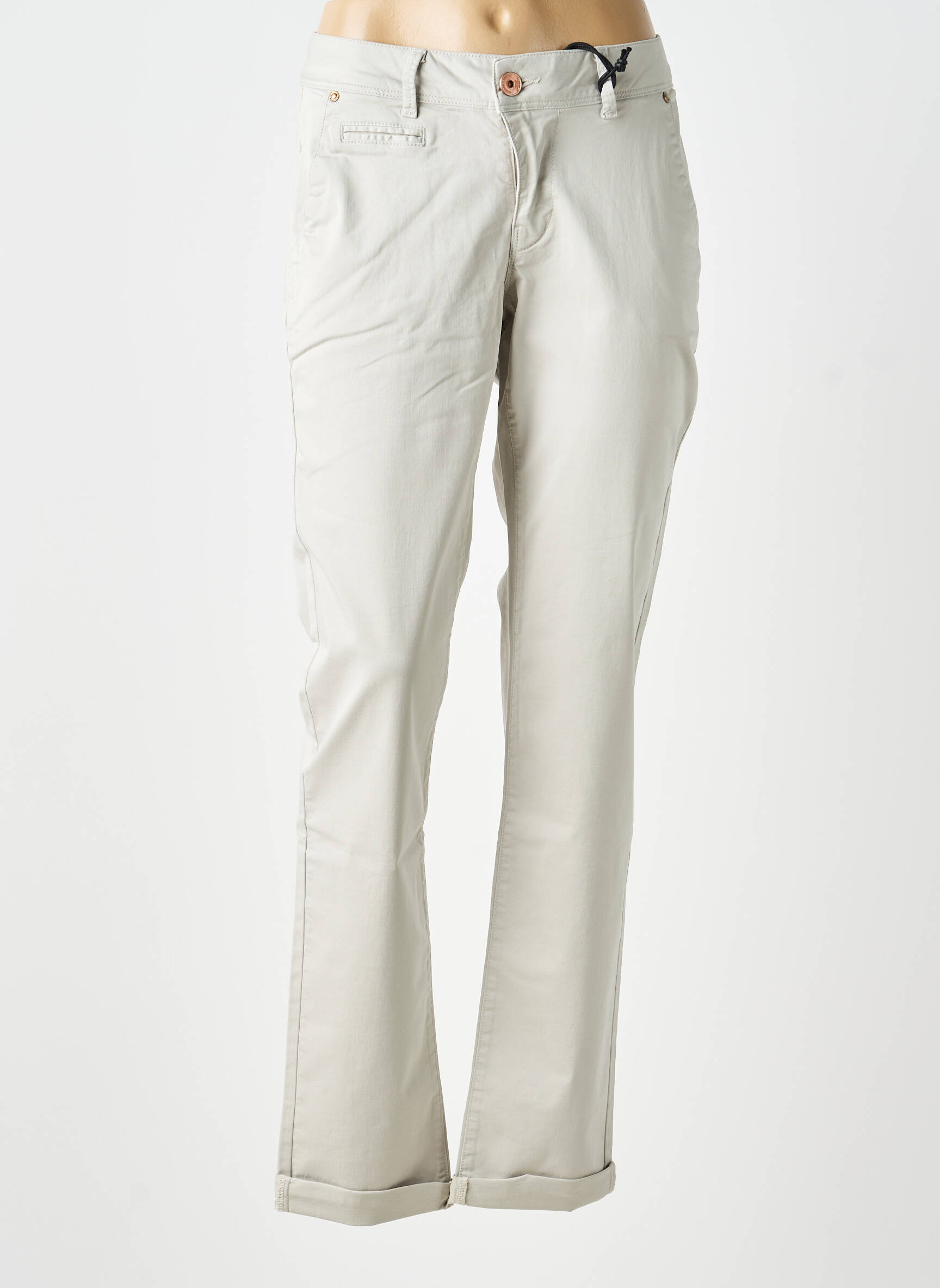 Pantalon chino țesătură poplin mărime normală gri FREEMAN T.PORTER femeie