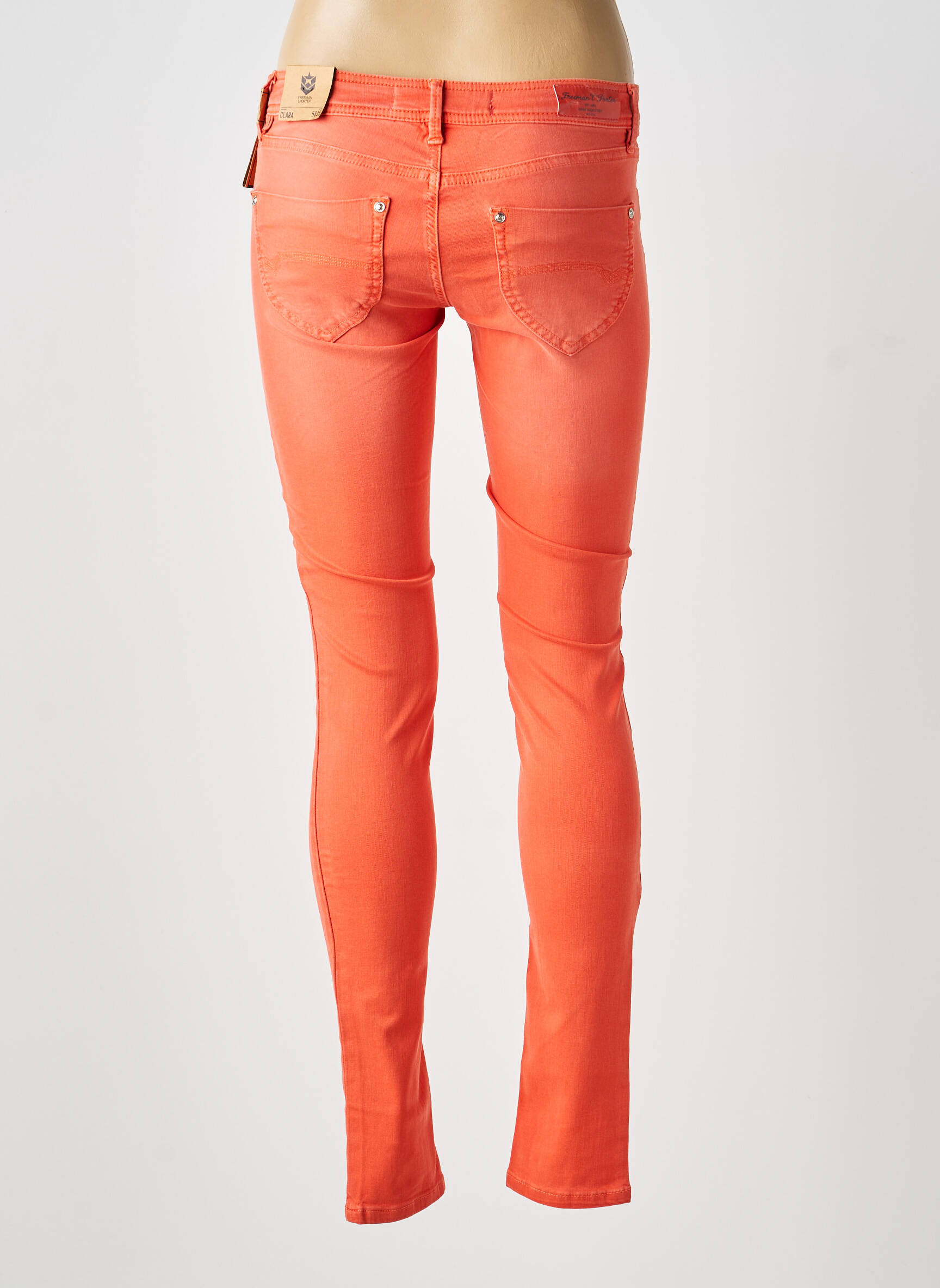 Blugi skinny elasticitate talie joasă portocalie FREEMAN T.PORTER femeie