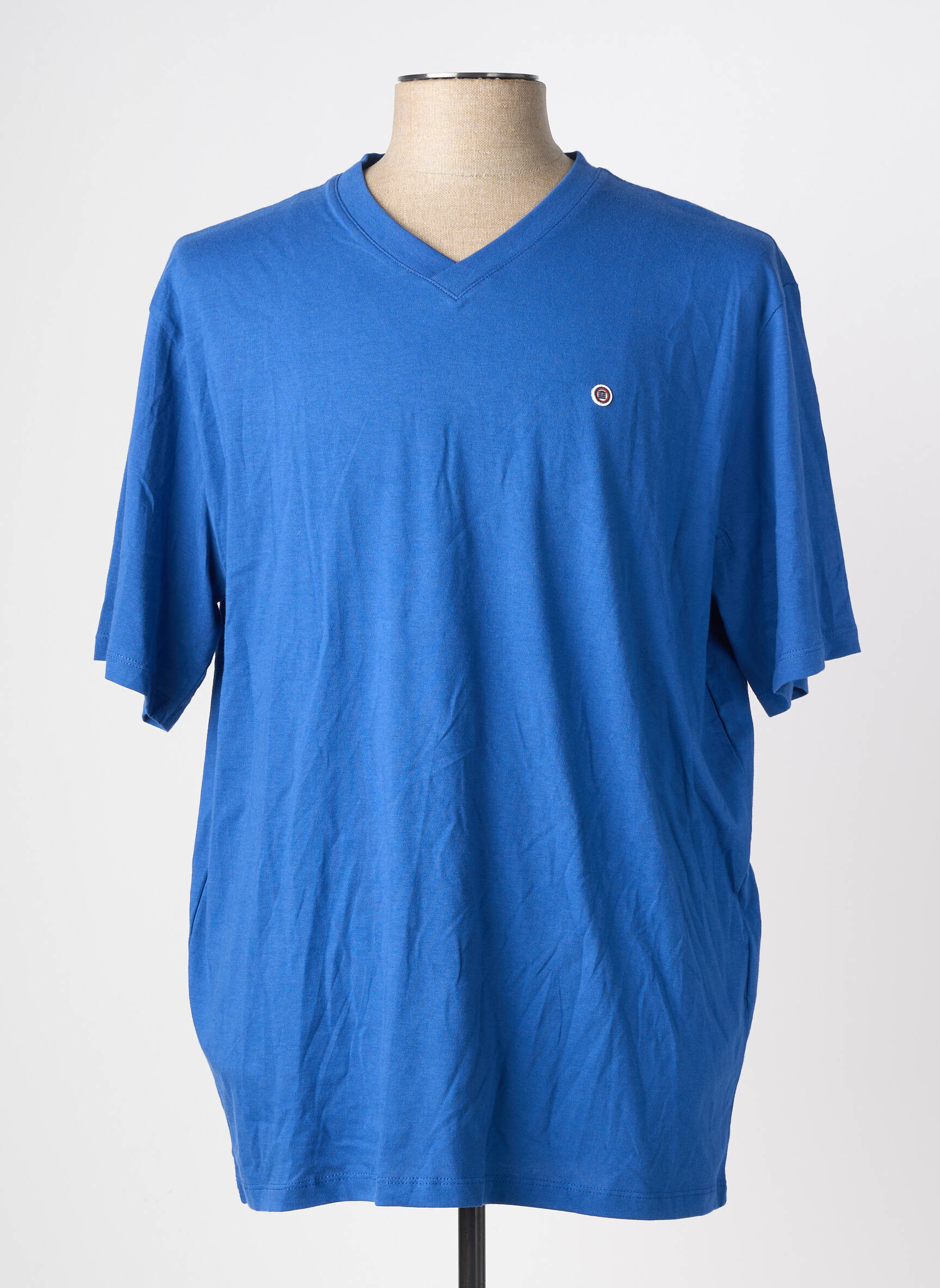 Tricou broderie mâneci scurte albastru SERGE BLANCO bărbat