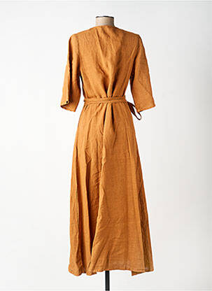 Rochie lungă croială cambrată mâneci 3/4 maro INDI & COLD femeie