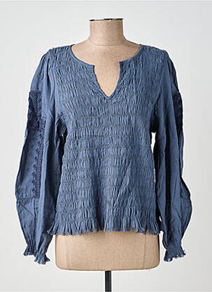 Top elasticitate mâneci lungi albastru INDI & COLD femeie