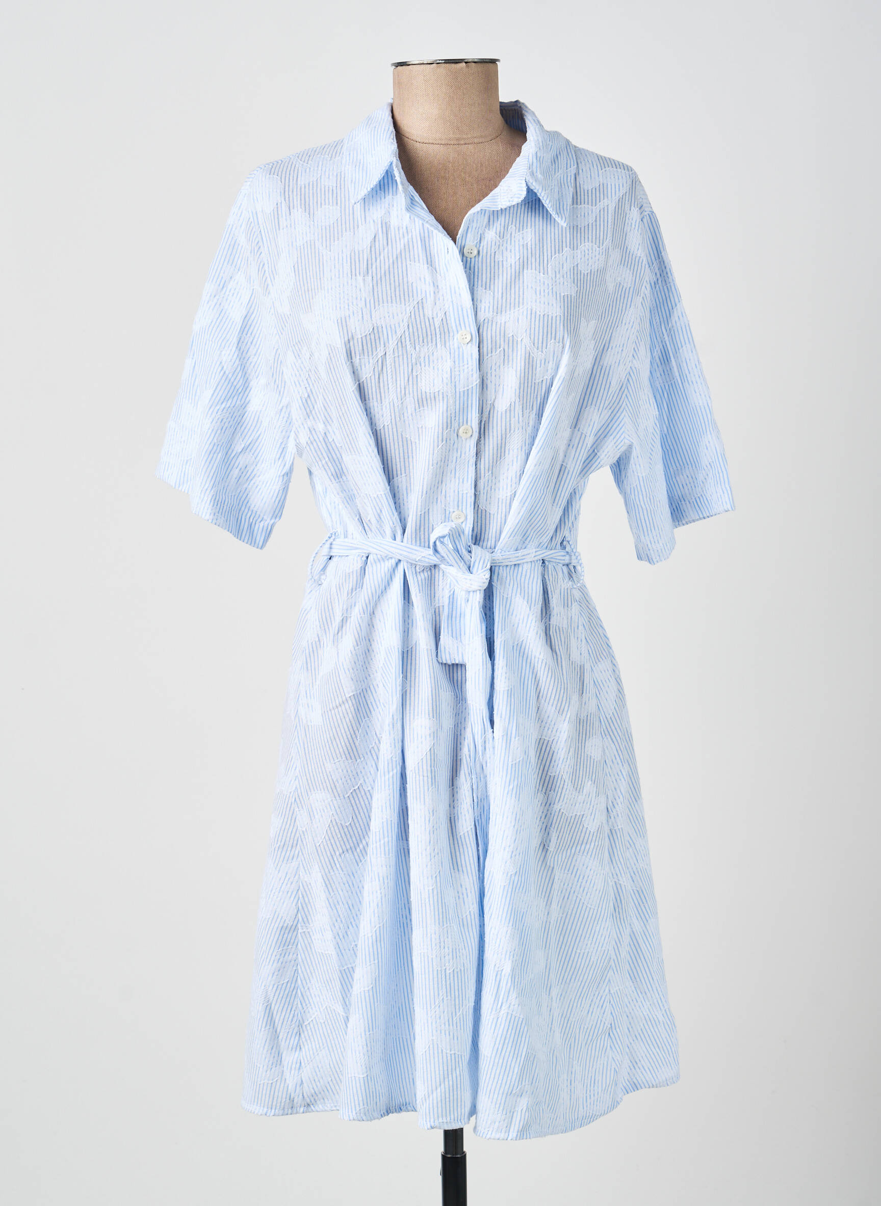 Rochie midi mâneci scurte mâneci scurte albastru PAKO LITTO femeie