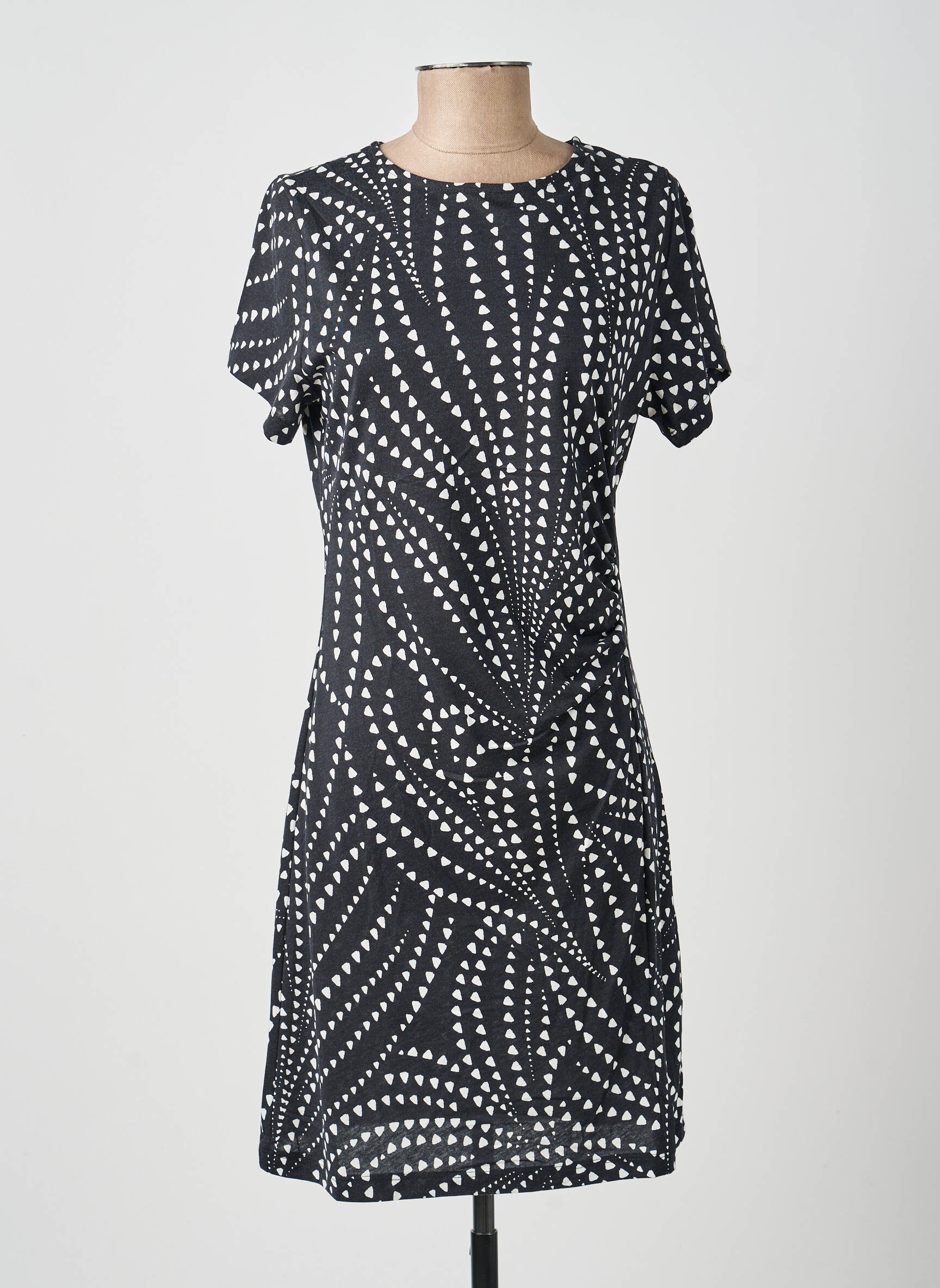Rochie midi imprimeu fantezie mâneci scurte negru LA FEE MARABOUTEE femeie