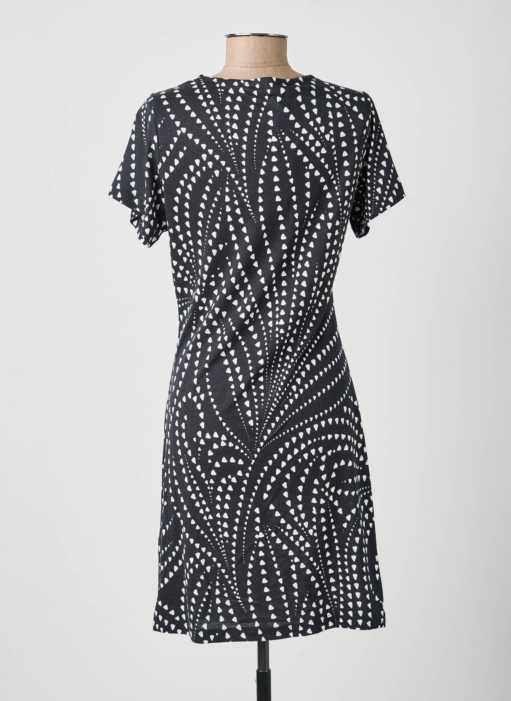 Rochie midi imprimeu fantezie mâneci scurte negru LA FEE MARABOUTEE femeie