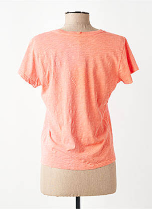 Tricou serigrafie flockată mâneci scurte portocalie HAPPY femeie