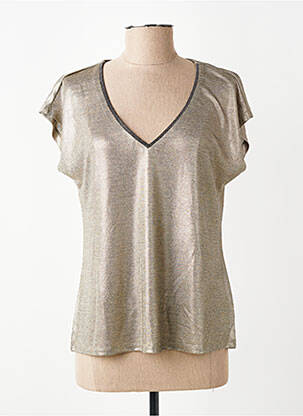 Tricou guler în v mâneci scurte auriu MOLLY BRACKEN femeie