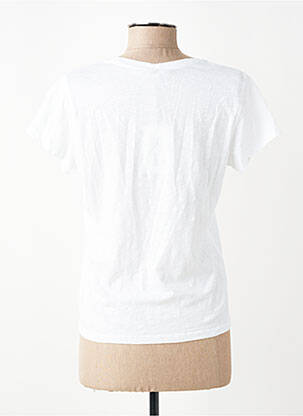 Tricou serigrafie flockată mâneci scurte alb HAPPY femeie