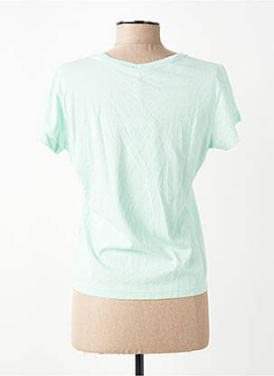 Tricou serigrafie flockată mâneci scurte verde HAPPY femeie