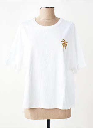 Tricou croială dreaptă mâneci scurte alb LILI SIDONIO femeie
