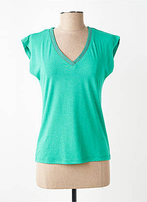 Tricou guler în v mâneci scurte verde MOLLY BRACKEN femeie