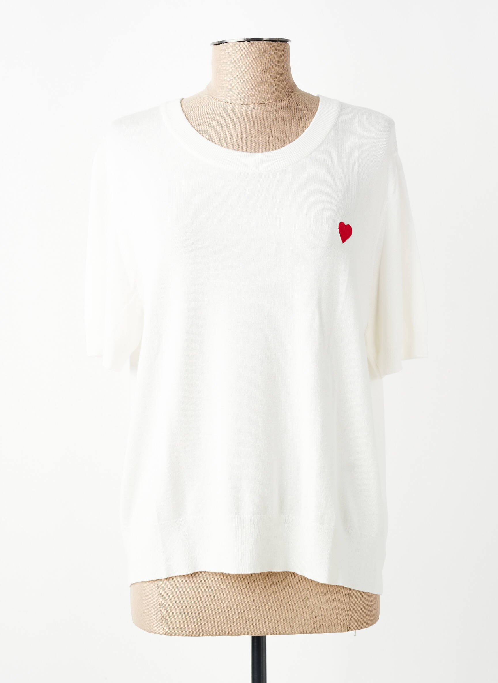 Tricou croială dreaptă mâneci scurte alb LILI SIDONIO femeie