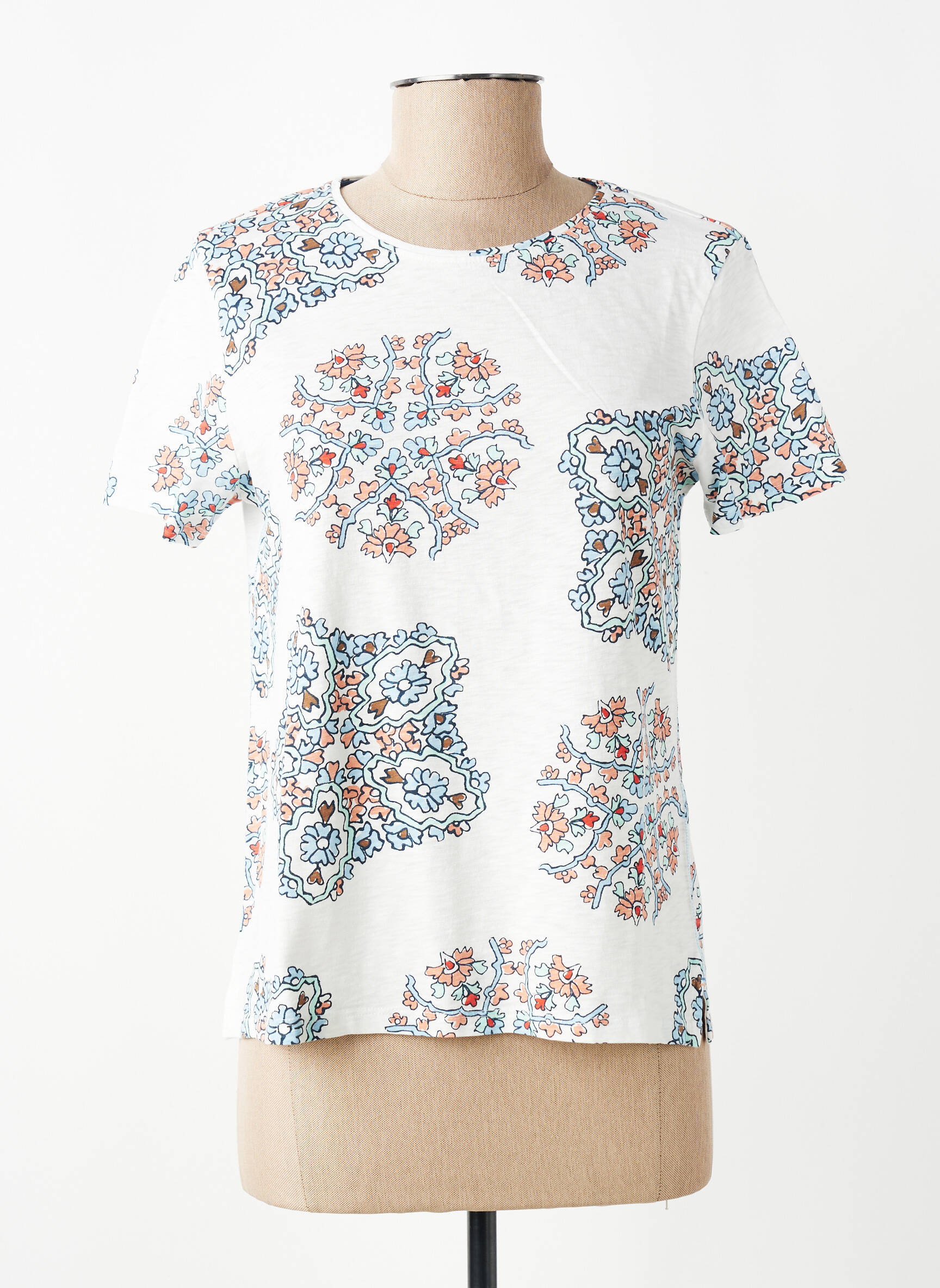 Tricou imprimeu fantezie mâneci scurte alb WHITE STUFF femeie