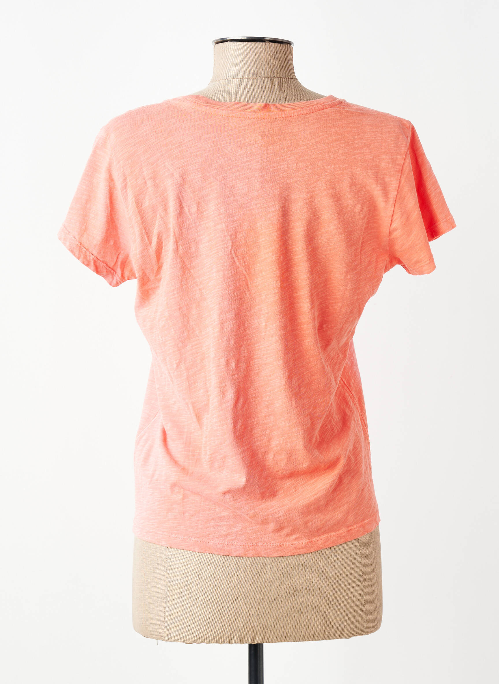 Tricou serigrafie flockată mâneci scurte portocalie HAPPY femeie