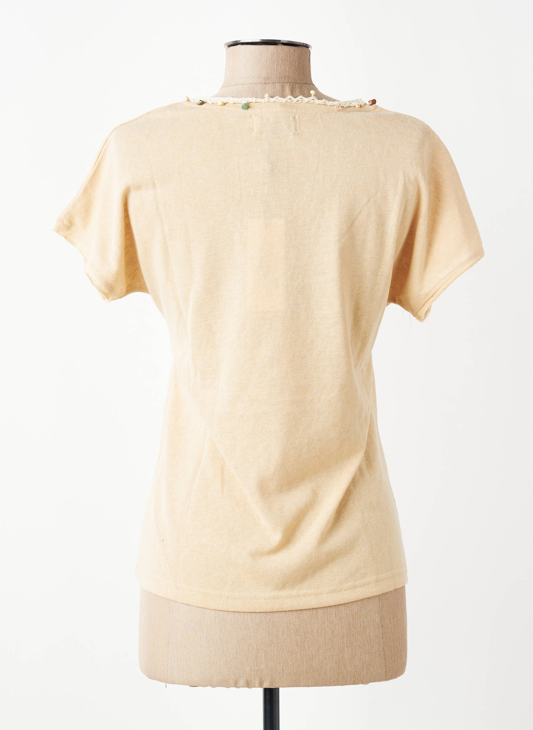 Tricou guler în v mâneci scurte bej MOLLY BRACKEN femeie