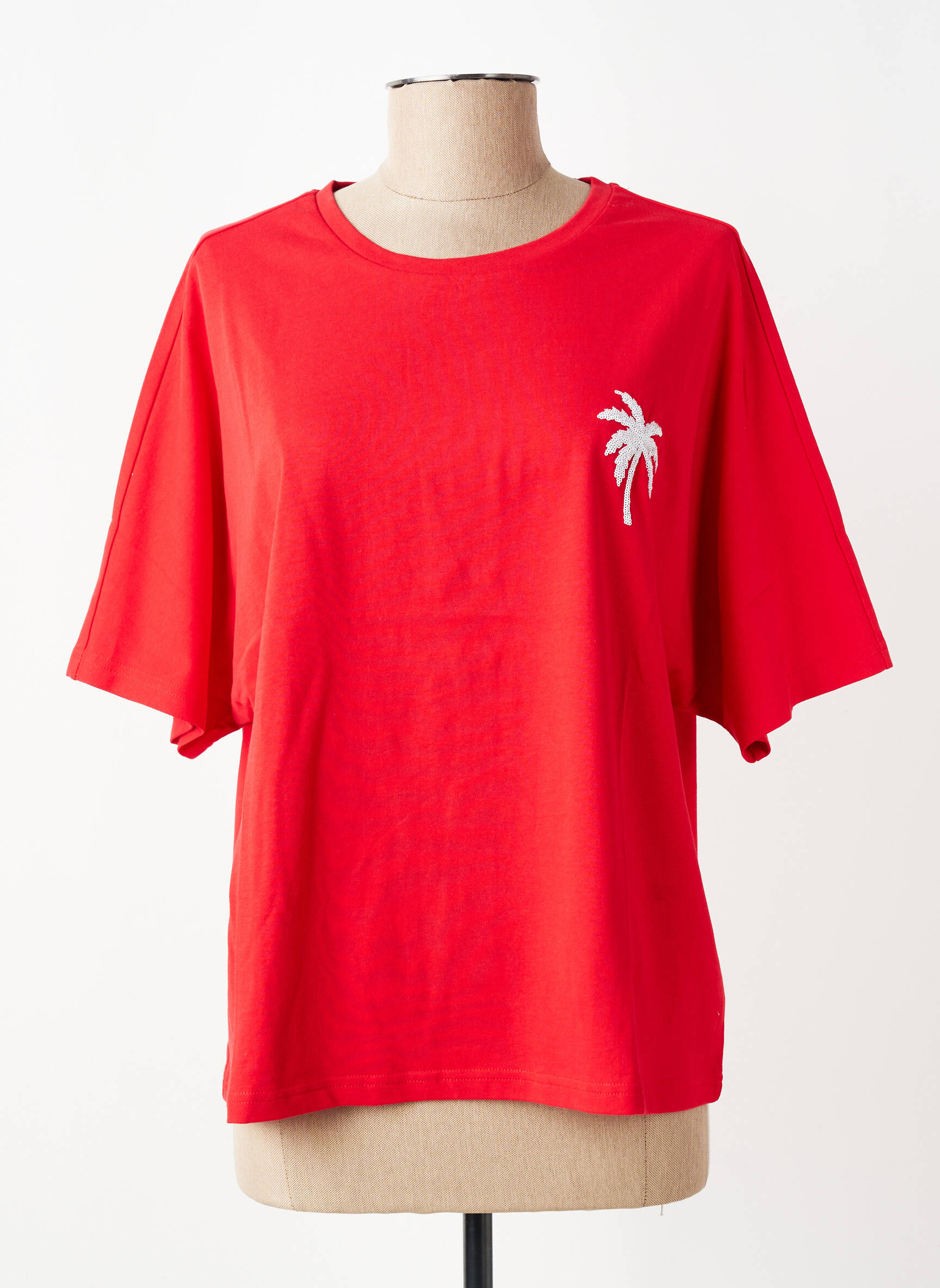 Tricou croială dreaptă mâneci scurte roșu LILI SIDONIO femeie