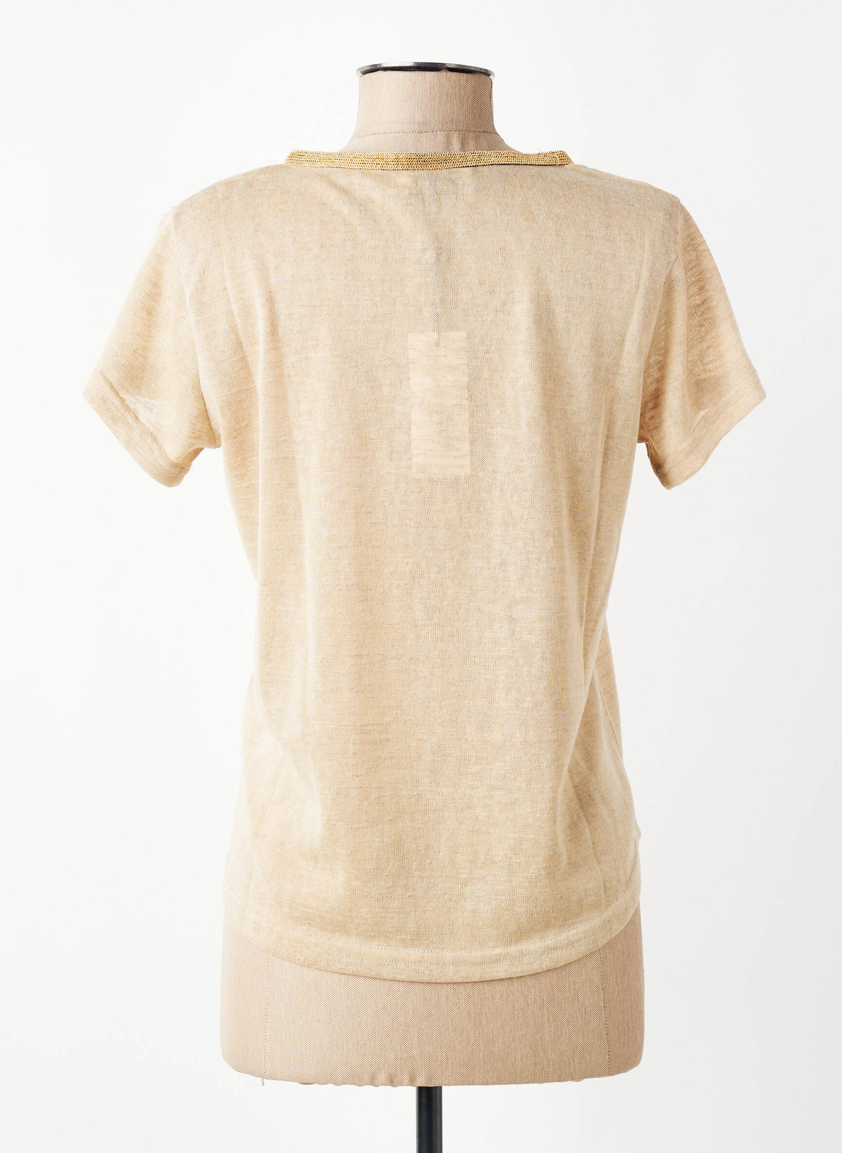 Tricou guler în v mâneci scurte bej MOLLY BRACKEN femeie