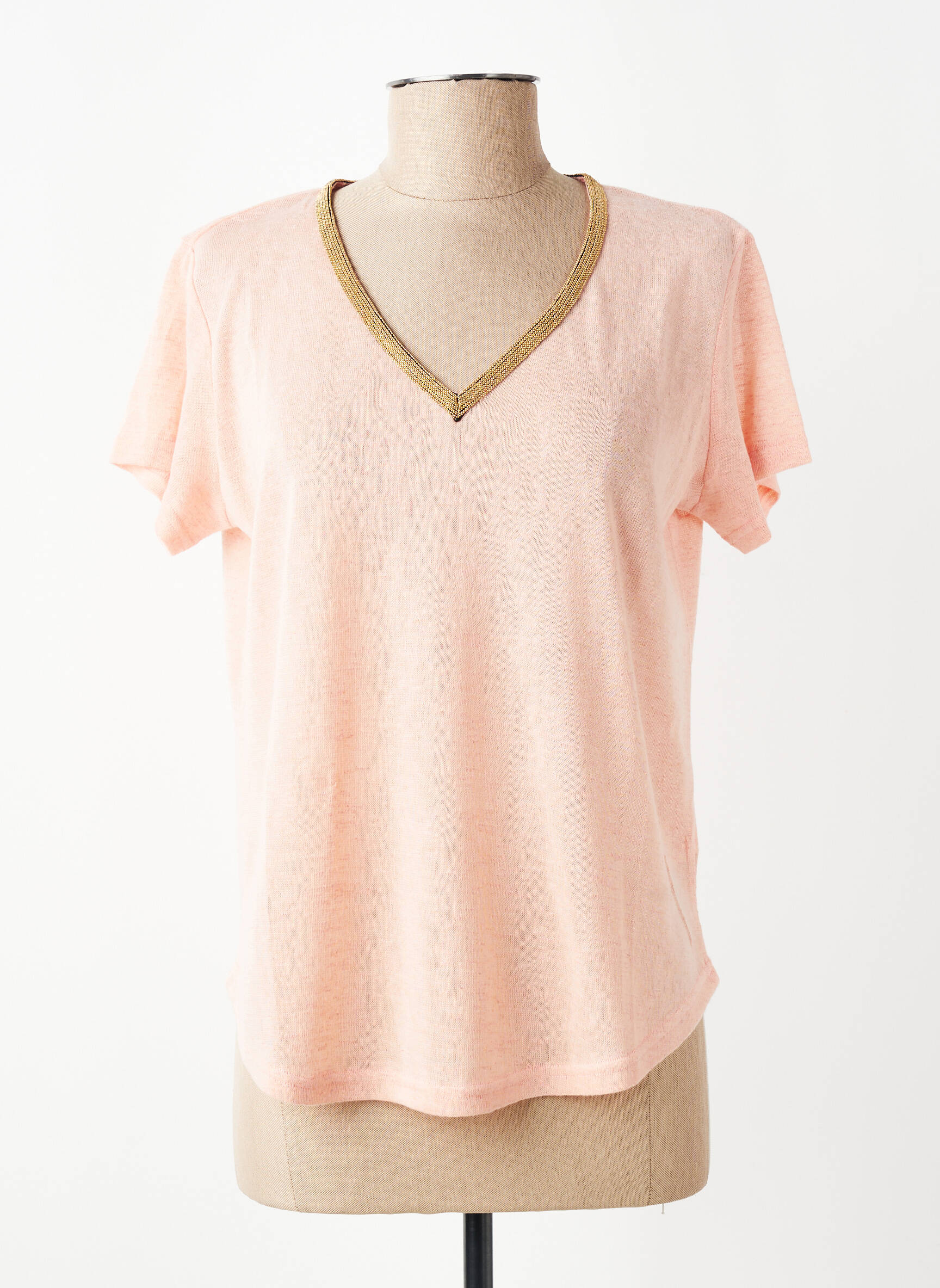 Tricou guler în v mâneci scurte roz MOLLY BRACKEN femeie