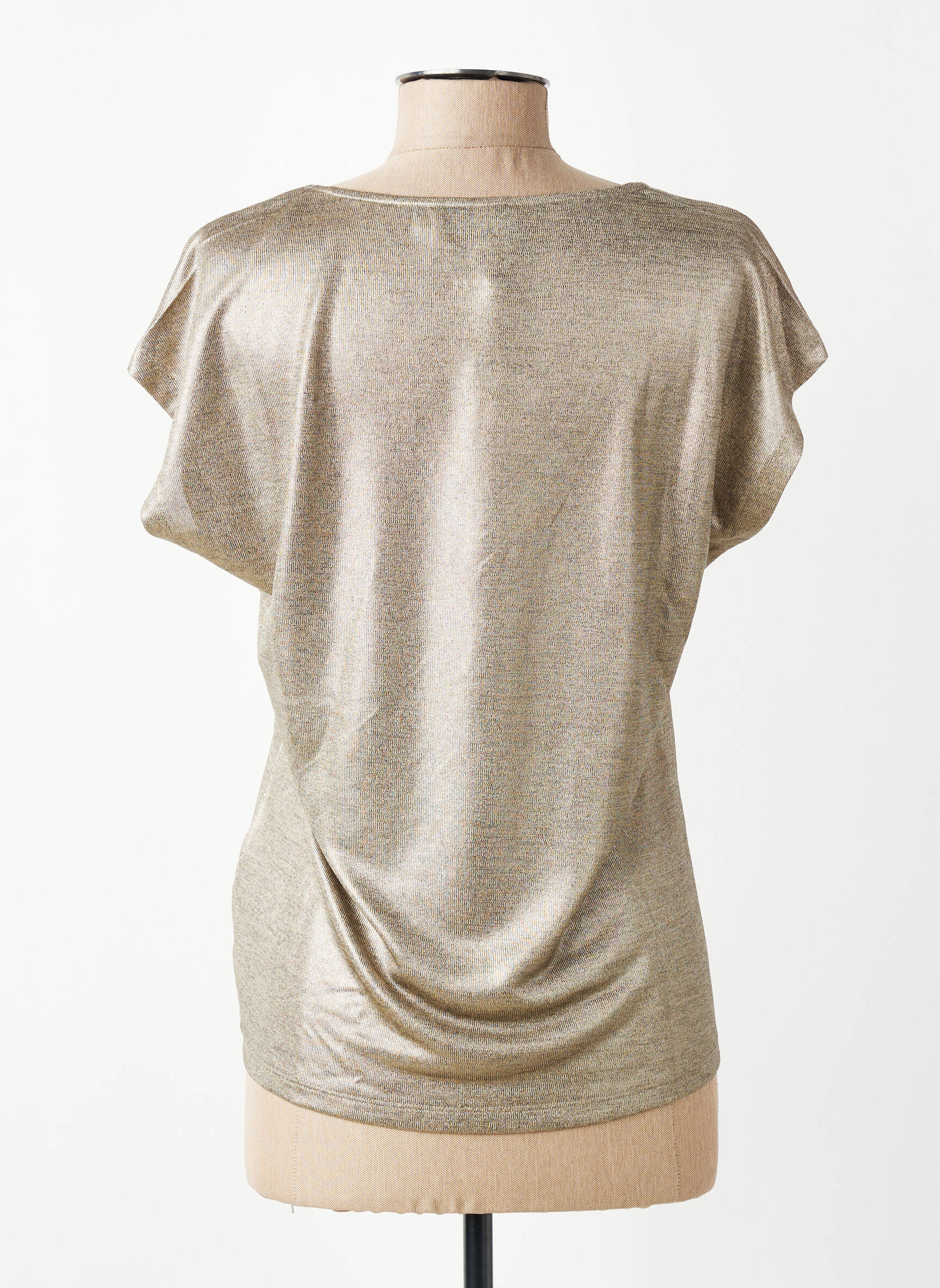 Tricou guler în v mâneci scurte auriu MOLLY BRACKEN femeie