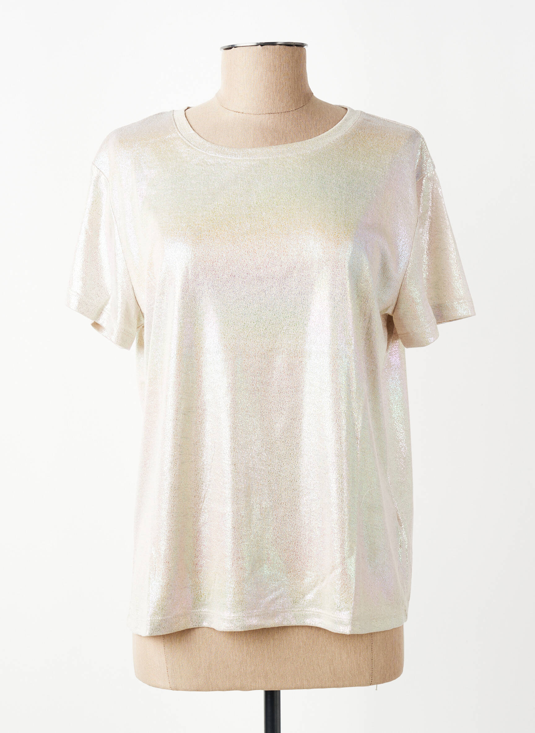 Tricou croială dreaptă mâneci scurte bej MOLLY BRACKEN femeie