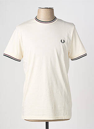 Tricou broderie mâneci scurte bej FRED PERRY bărbat