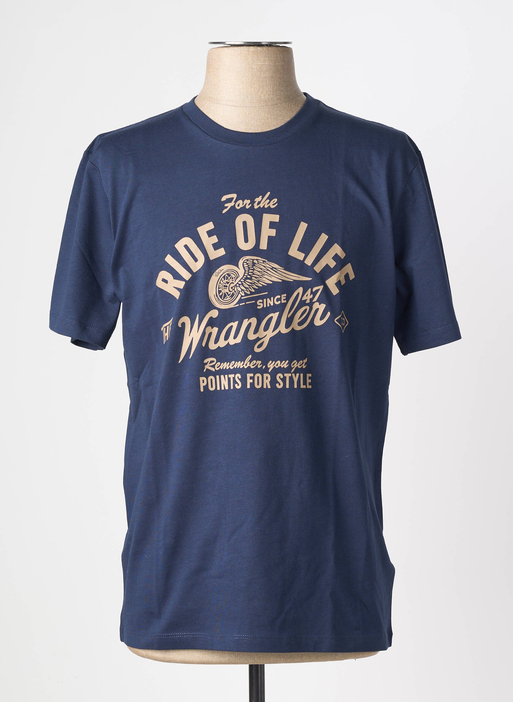 Tricou elasticitate mâneci scurte albastru WRANGLER bărbat