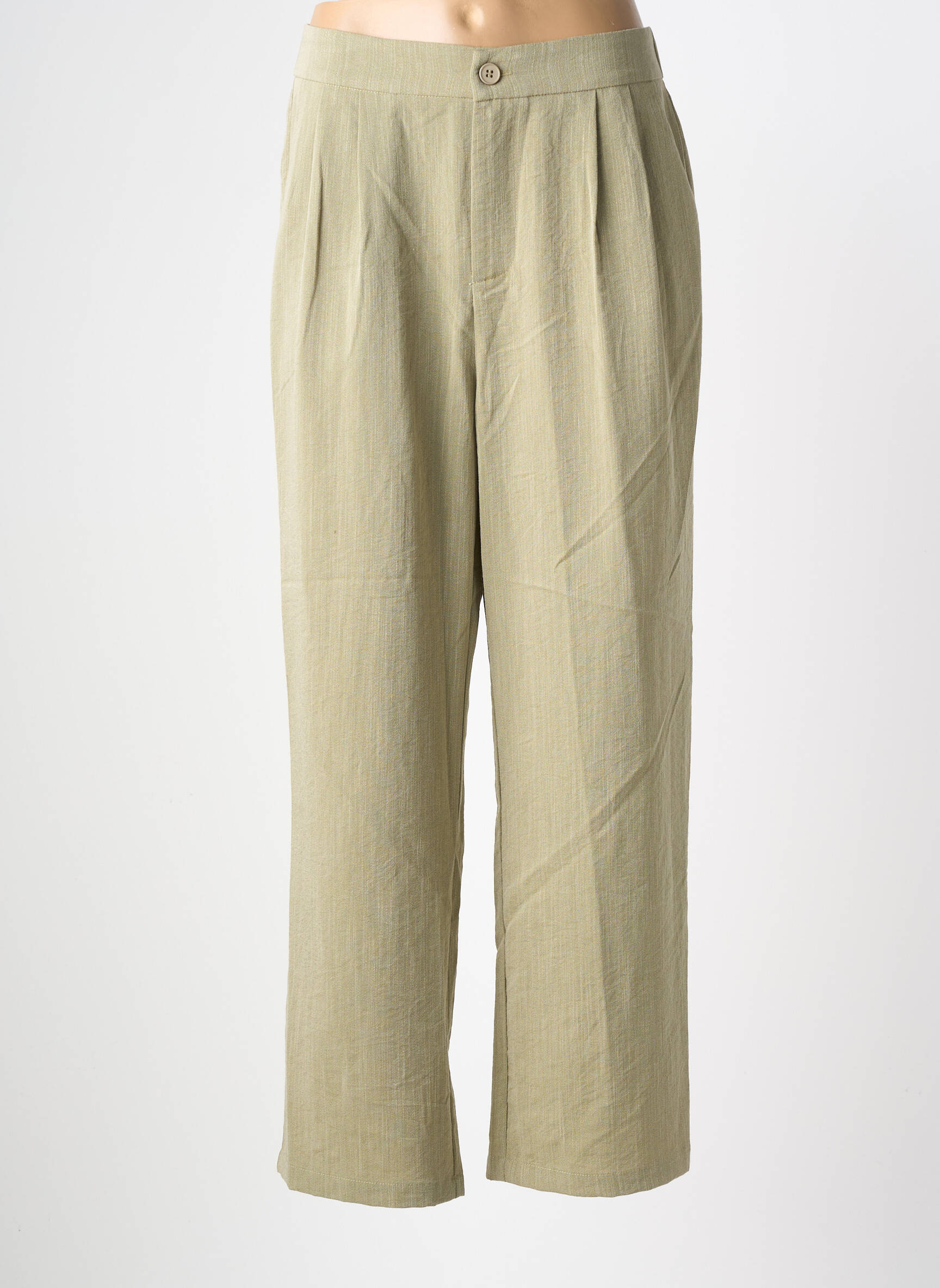 Pantalon larg închidere cu fermoar sub clapetă cu nasturi mărime normală verde MOLLY BRACKEN femeie