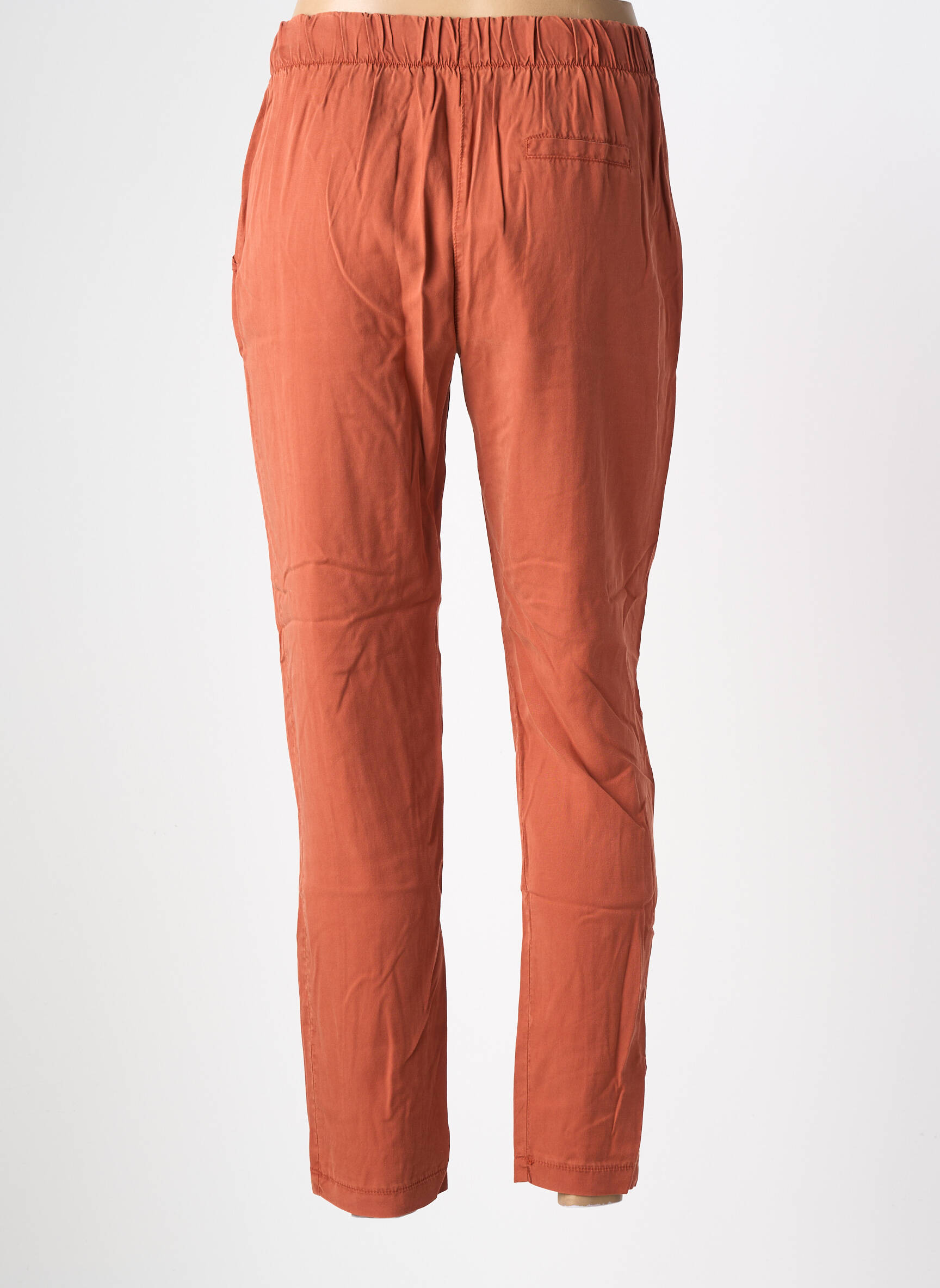 Pantalon drept țesătură poplin mărime normală portocalie LA FEE MARABOUTEE femeie