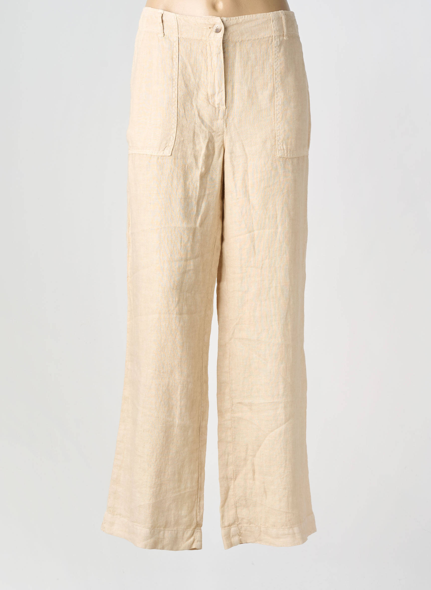 Pantalon drept închidere cu fermoar sub clapetă cu nasturi mărime normală bej SIGNE NATURE femeie