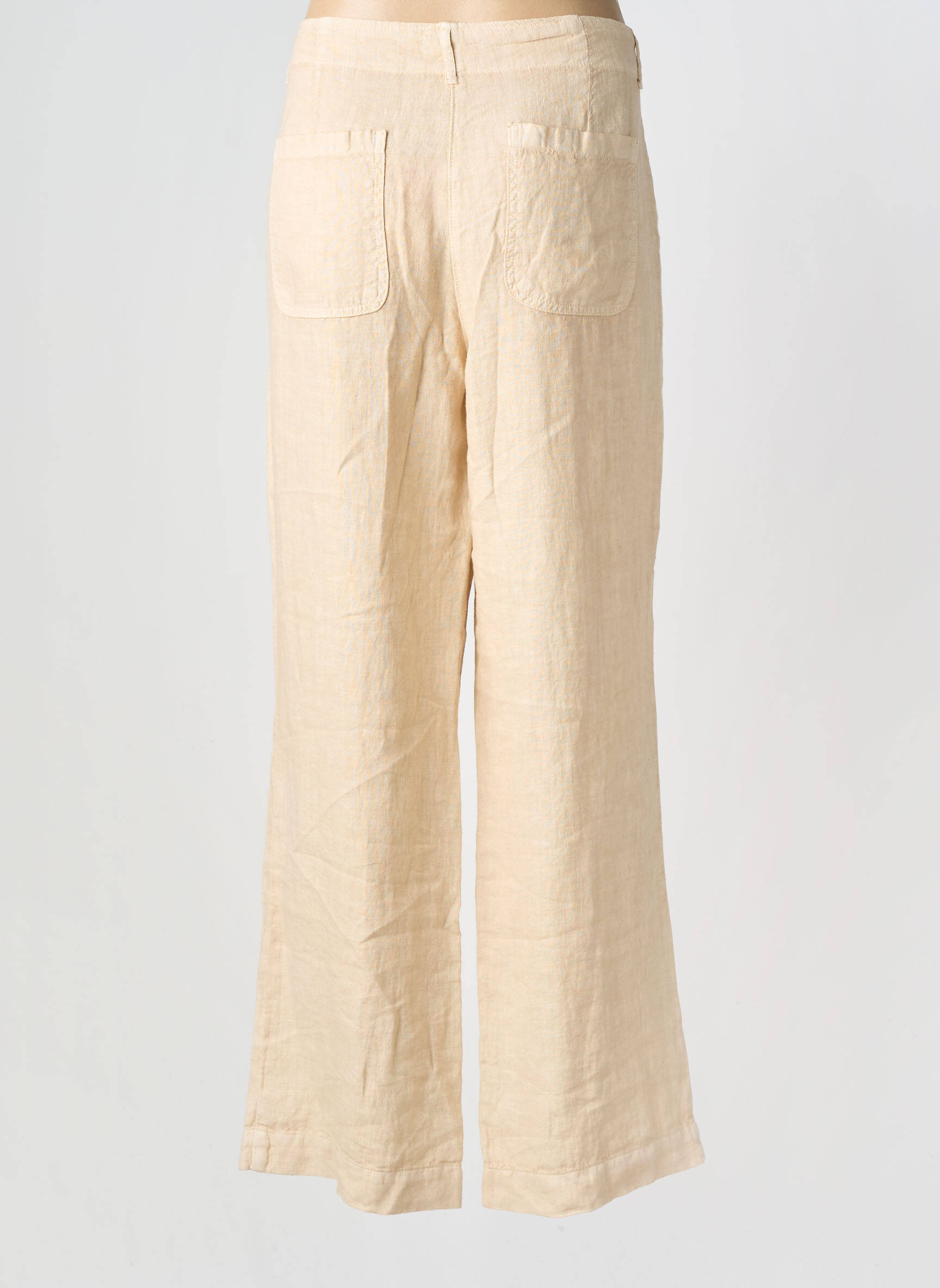 Pantalon drept închidere cu fermoar sub clapetă cu nasturi mărime normală bej SIGNE NATURE femeie