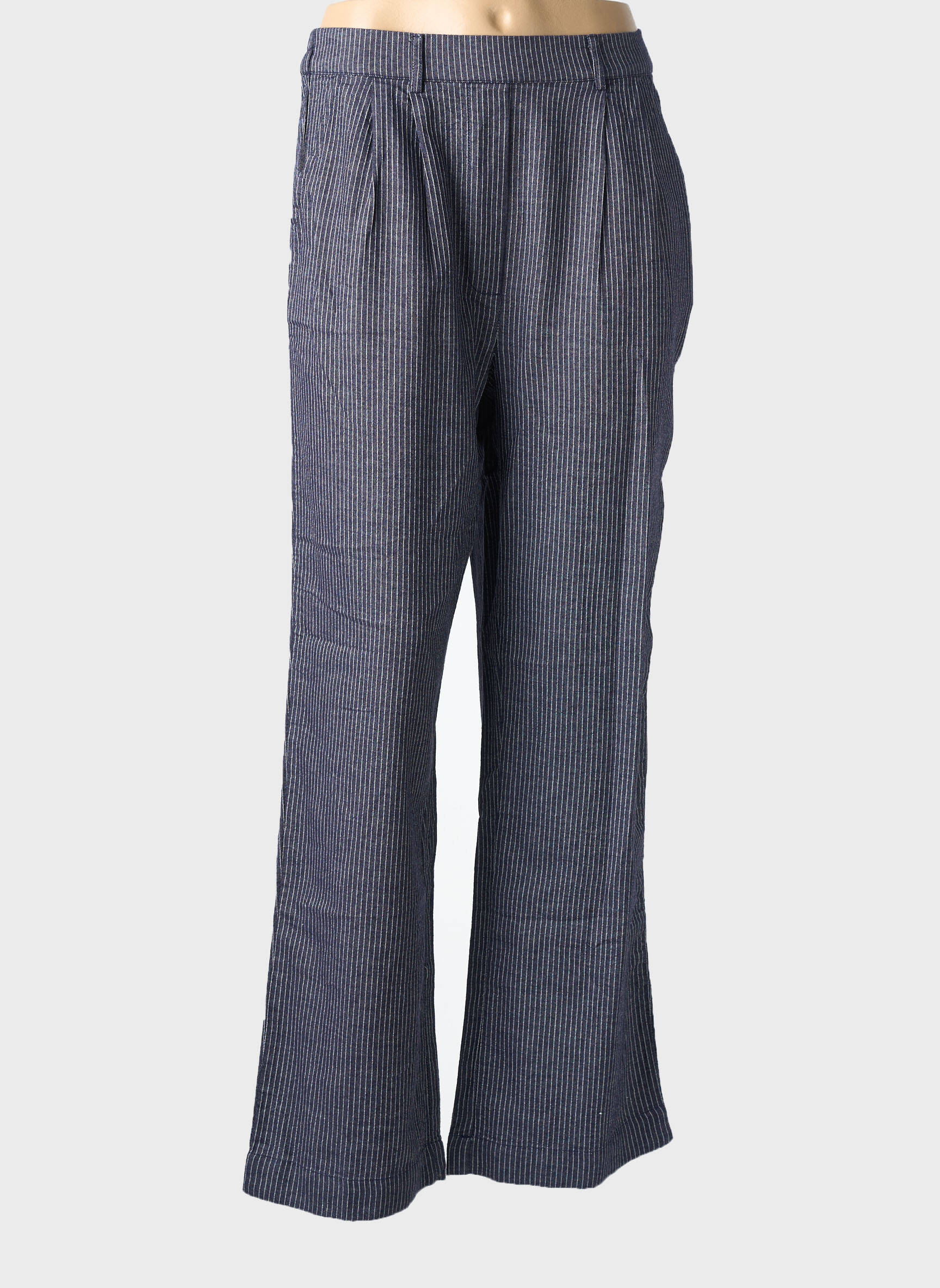 Pantalon drept talie elastică mărime normală albastru INDI & COLD femeie