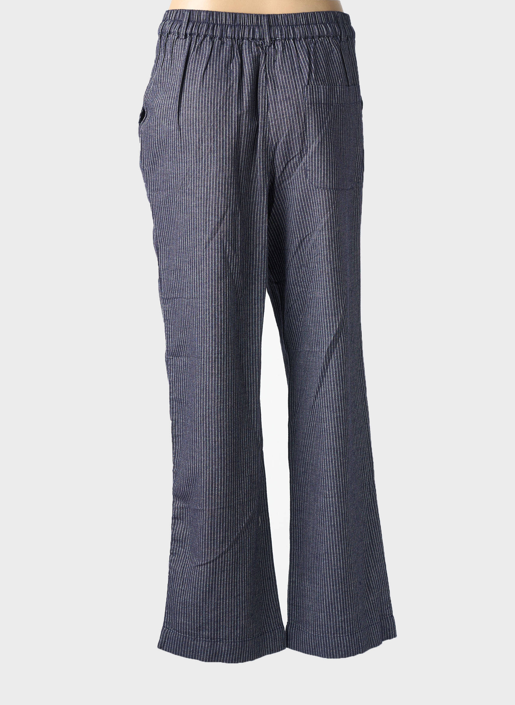 Pantalon drept talie elastică mărime normală albastru INDI & COLD femeie