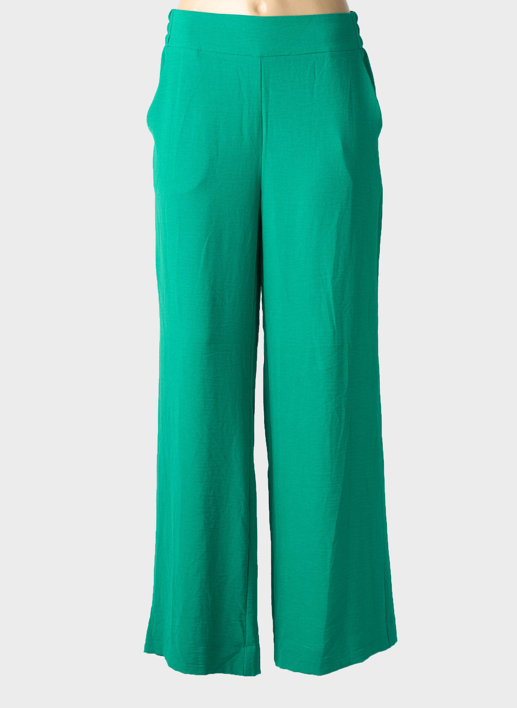Pantalon drept țesătură poplin verde MOLLY BRACKEN femeie