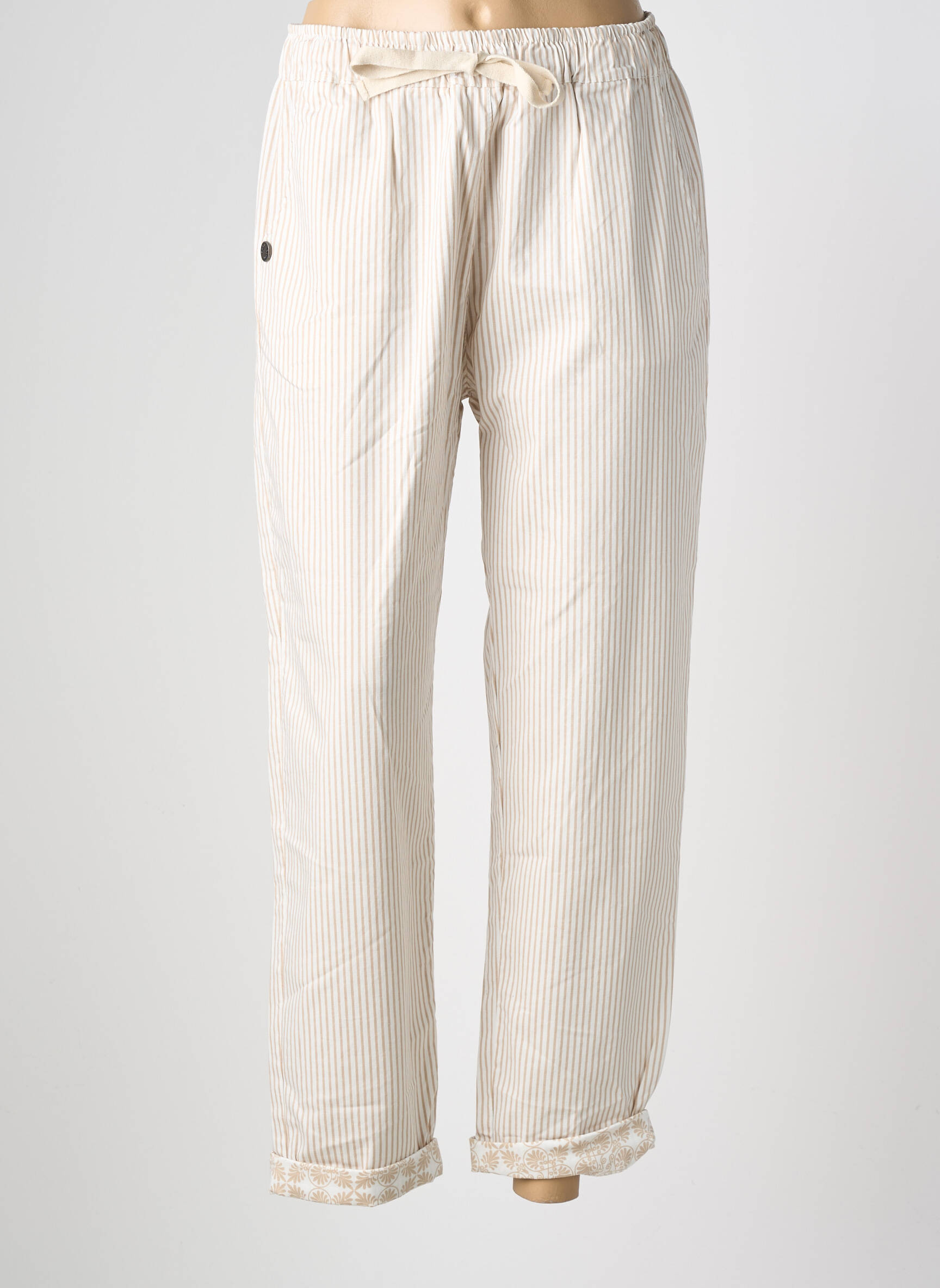 Pantalon drept elasticitate mărime normală bej PAKO LITTO femeie