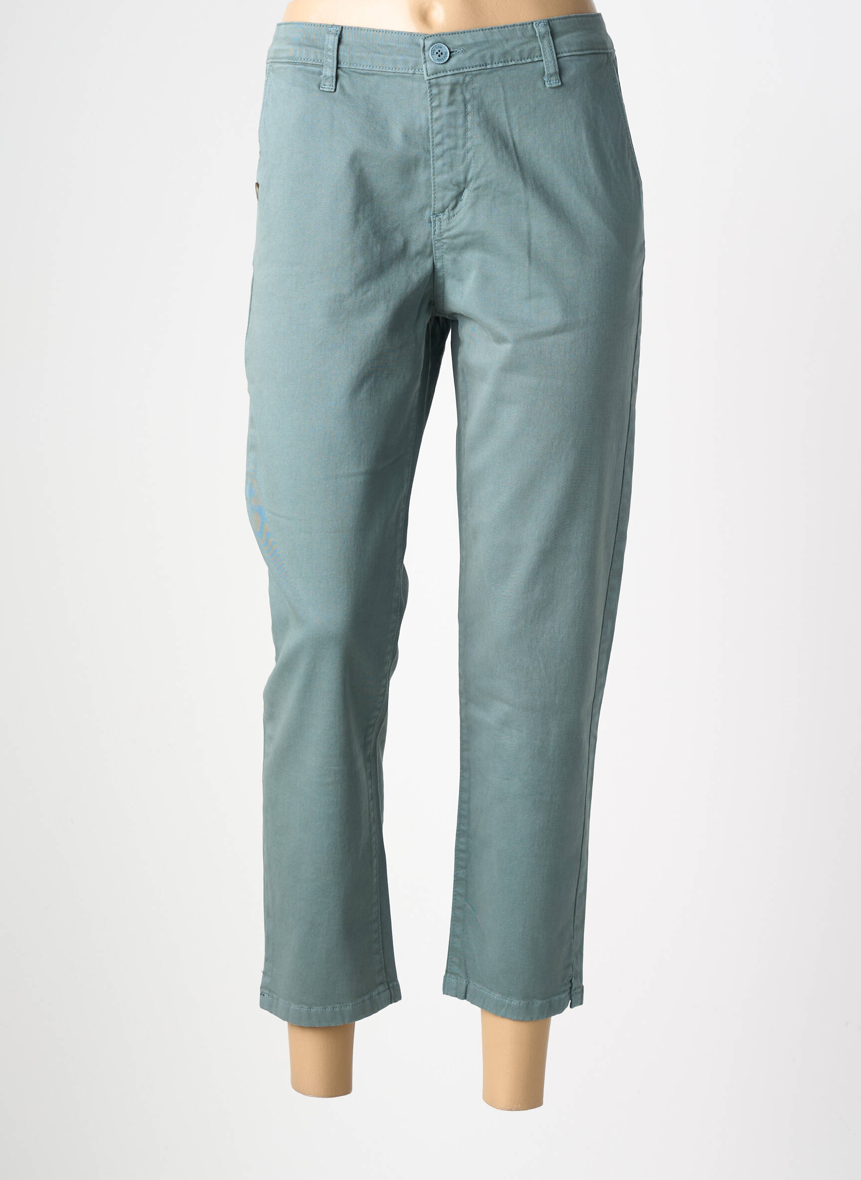 Pantalon slim țesătură poplin verde PAKO LITTO femeie