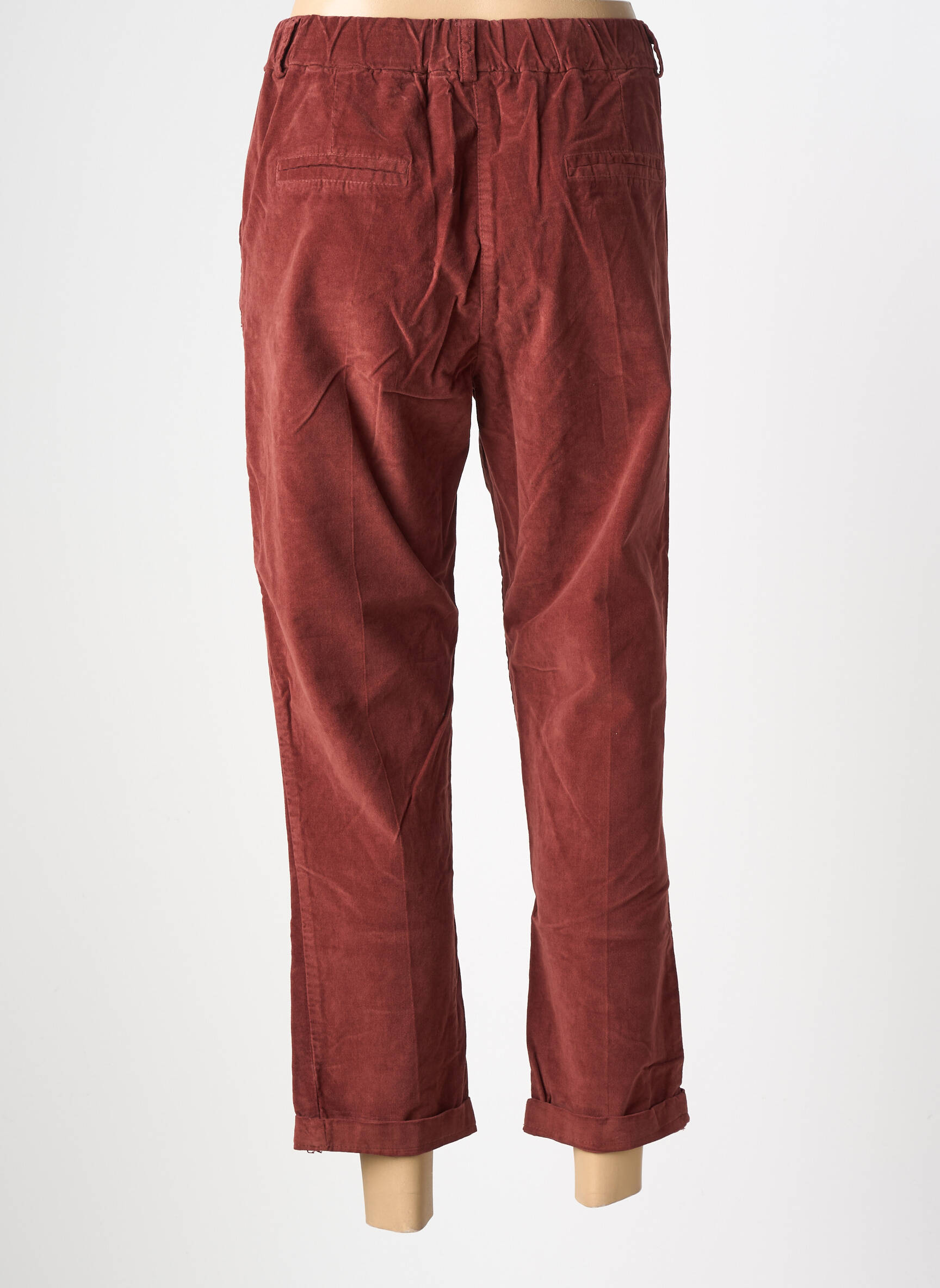Pantalon drept talie elastică mărime normală maro PAKO LITTO femeie