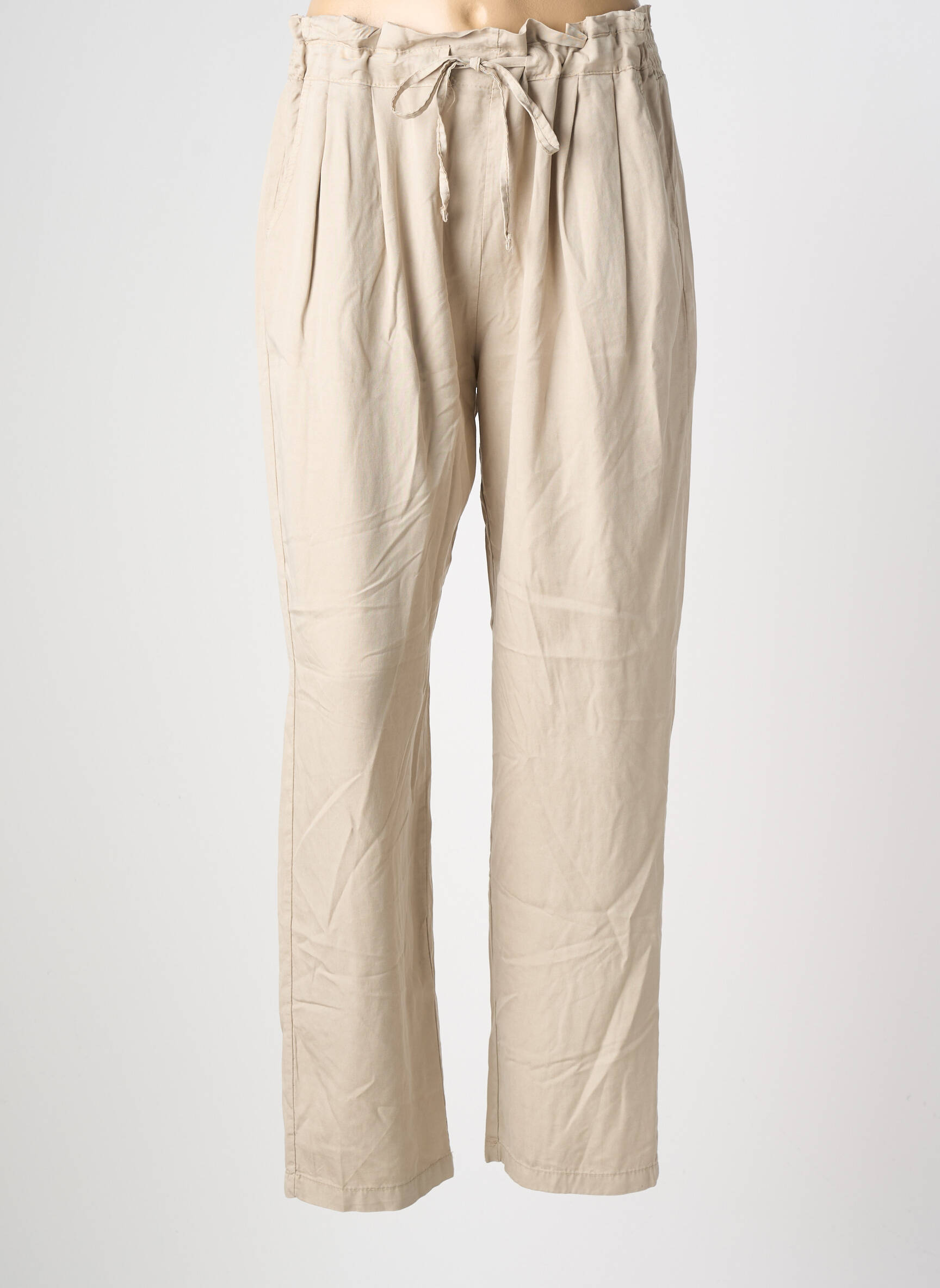 Pantalon drept țesătură poplin mărime normală bej PAKO LITTO femeie