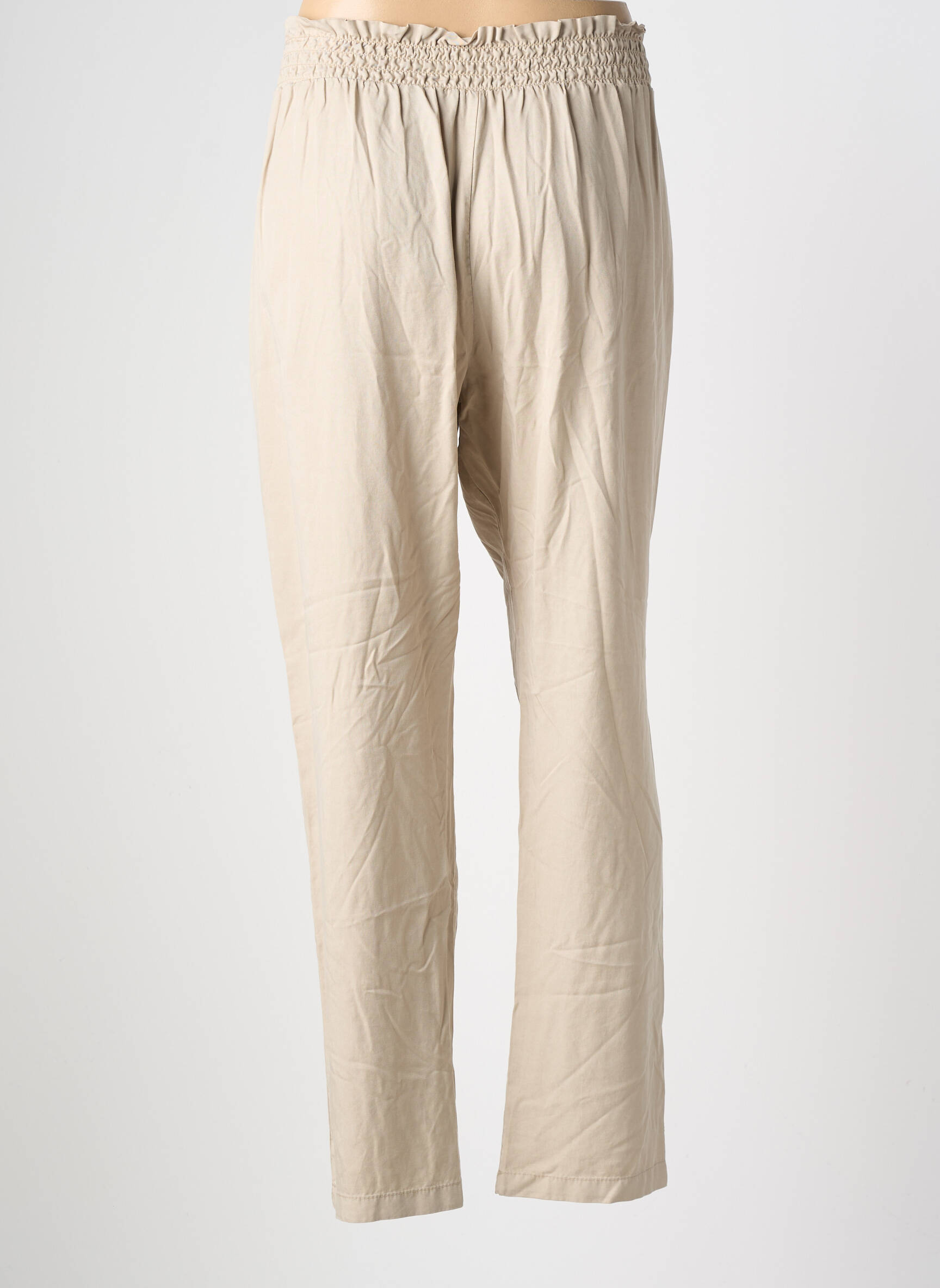 Pantalon drept țesătură poplin mărime normală bej PAKO LITTO femeie