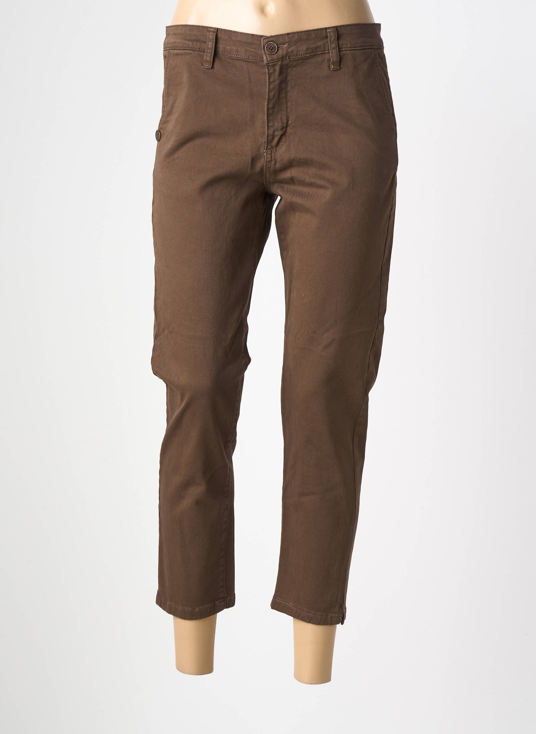 Pantalon slim țesătură poplin mărime normală maro PAKO LITTO femeie