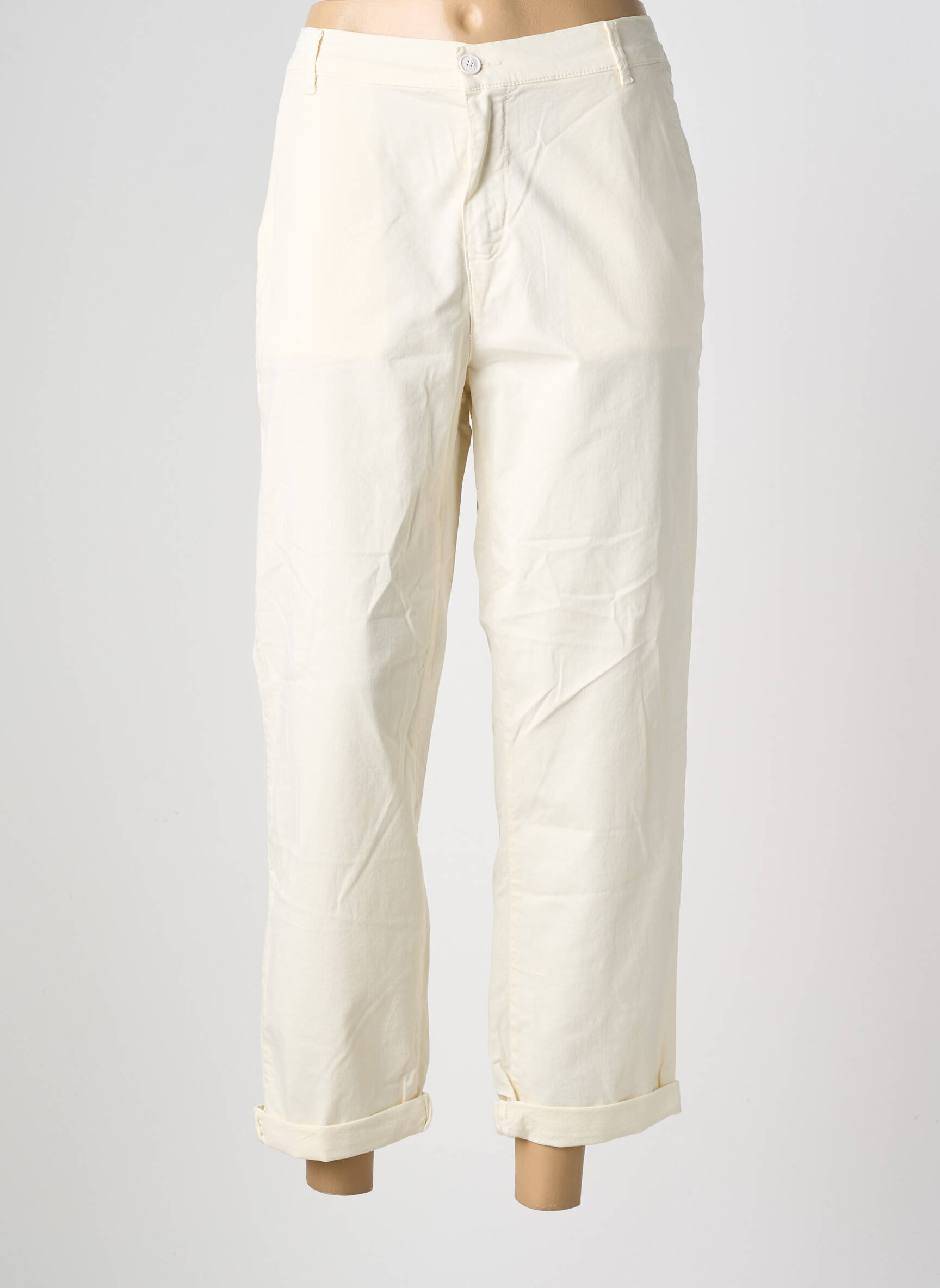 Pantalon drept elasticitate mărime normală bej HOPPY femeie